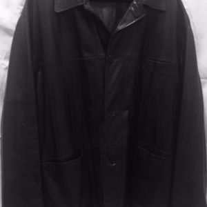 Zegna black leather jacket XL